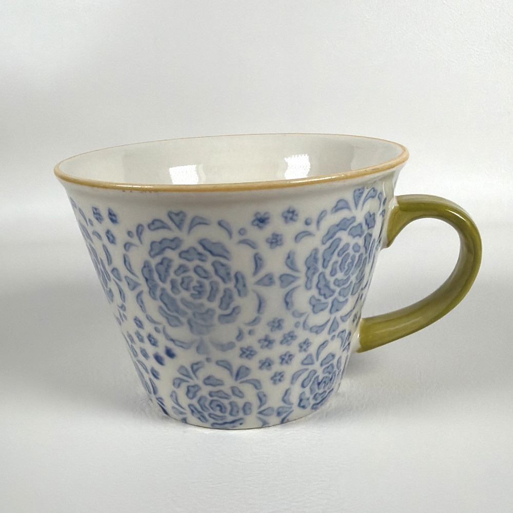 Pier 1 Imports Hand Painted Stoneware 1 Cup 8 Oz Measuring Cup Blue Floral